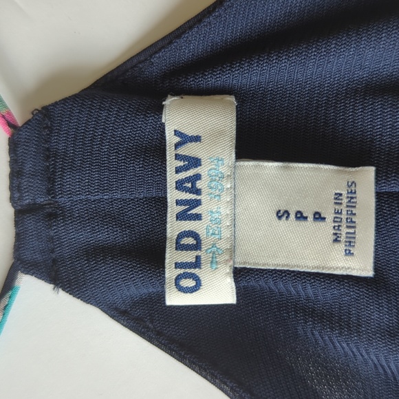 Old Navy T-Strap Chiffon Geometric Boho Maxi Dress S Blue Pink - Picture 2 of 16